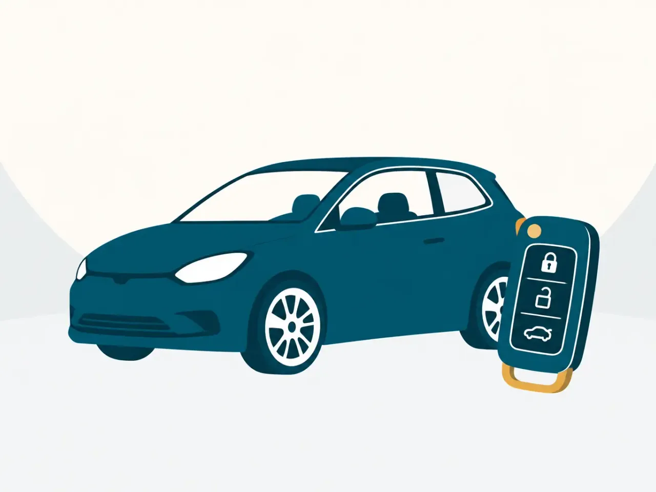 Illustration eines Autos mit passendem Funkschlüssel