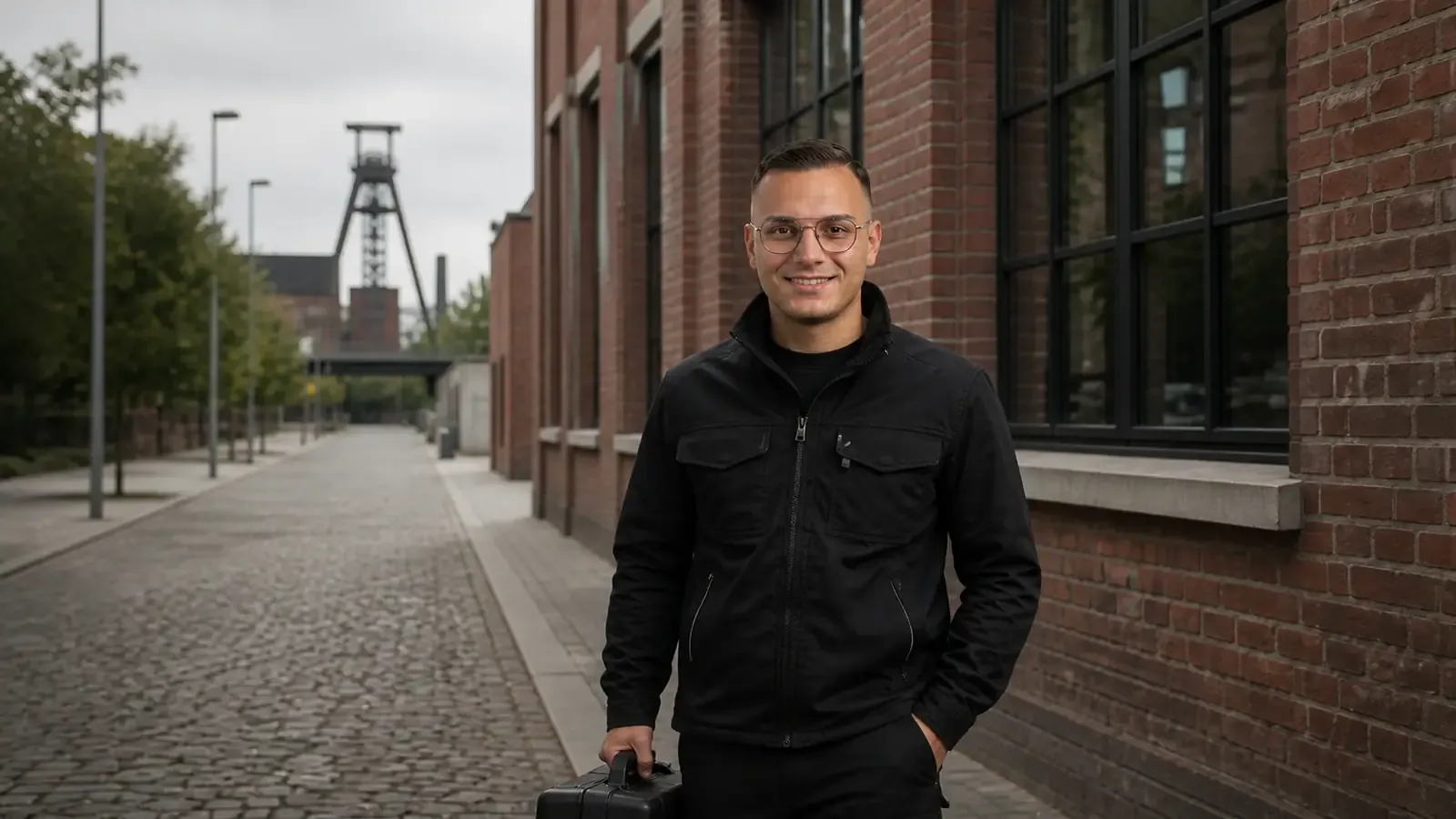 KI-generierte Szene mit Anis Ziani in einer Kulisse von Bochum