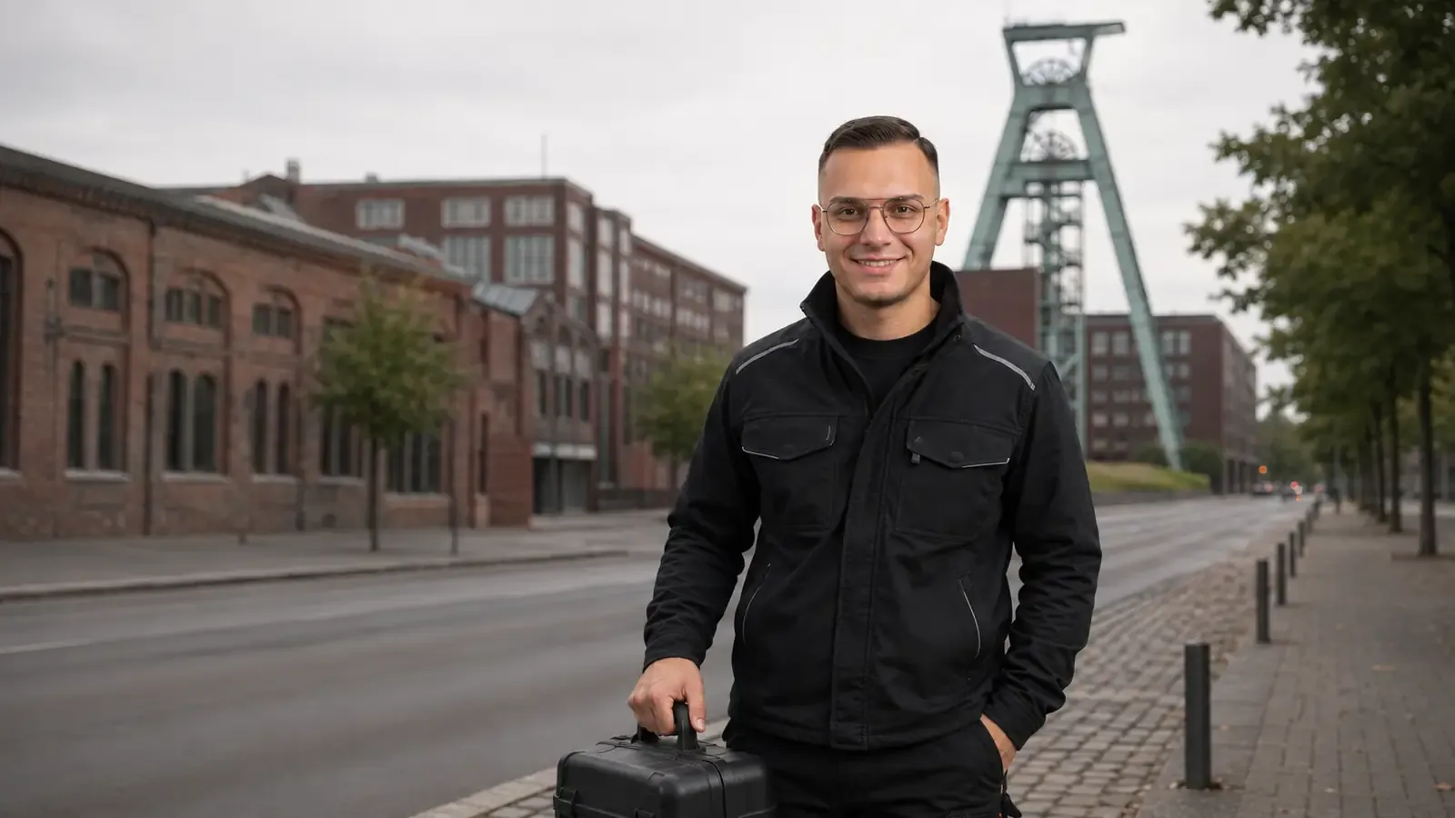 KI-generierte Szene mit Anis Ziani in einer Kulisse von Dortmund