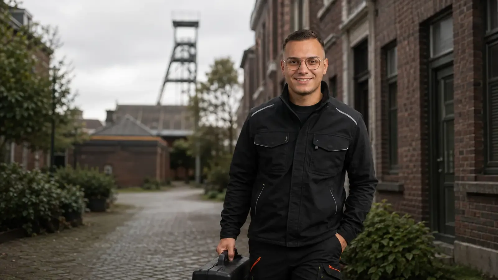 KI-generierte Szene mit Anis Ziani in einer Kulisse von Gelsenkirchen