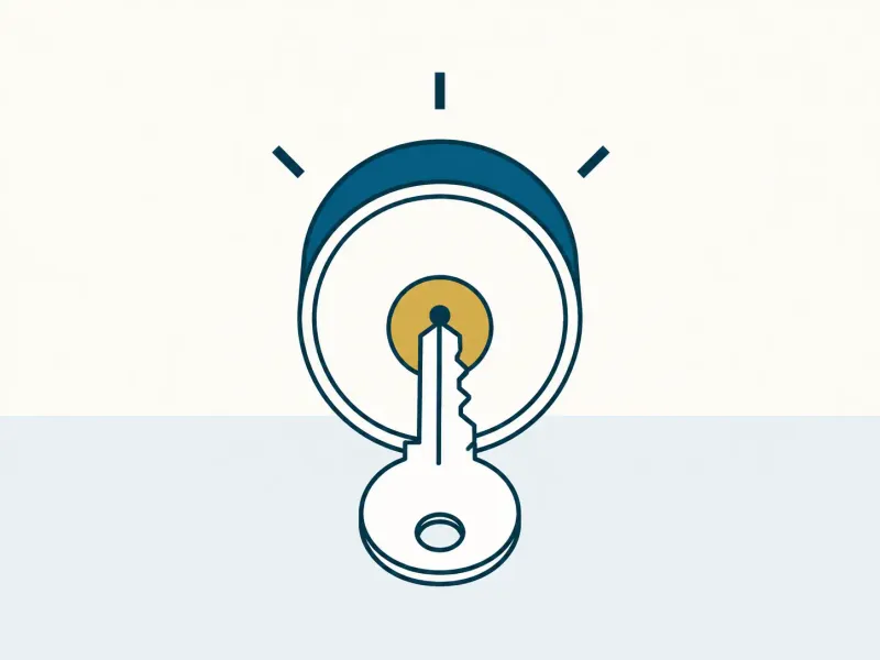 Illustration eines klemmenden Schlosses mit Schlüssel