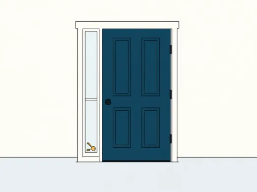 Illustration einer zugefallenen Tür mit innenliegendem Schlüssel