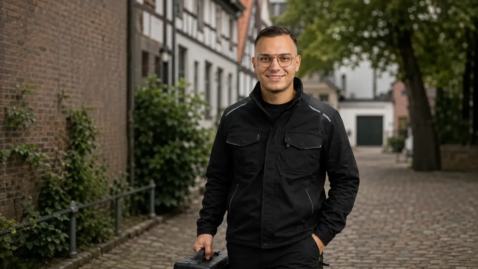 KI-generierte Szene mit Anis Ziani in einer Kulisse von Ratingen