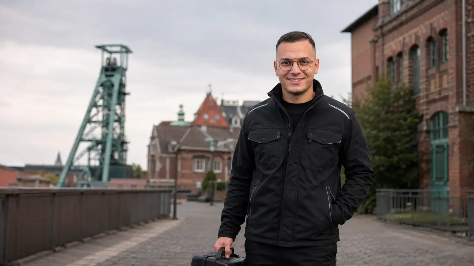 KI-generierte Szene mit Anis Ziani in einer Kulisse von Recklinghausen