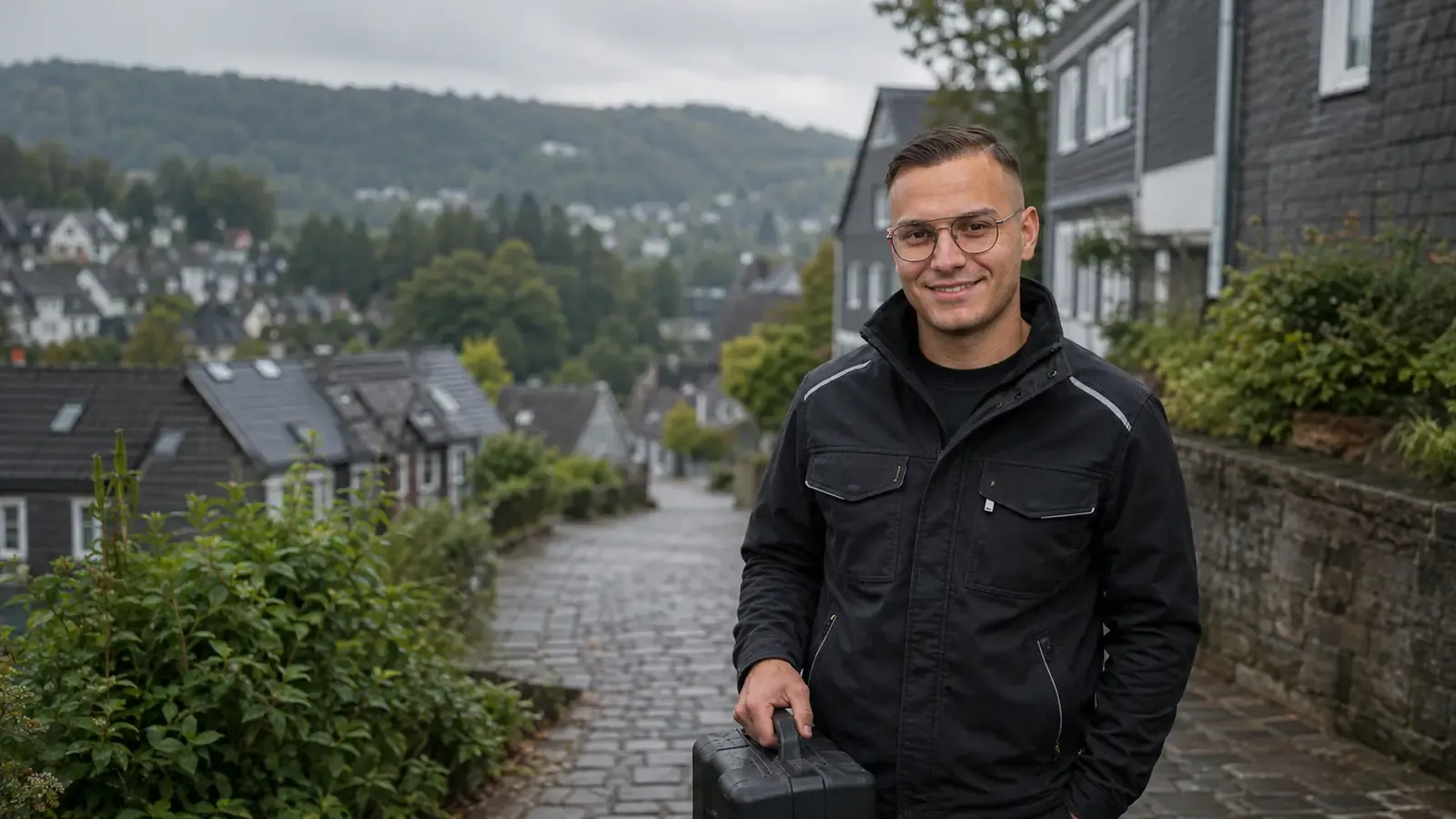 KI-generierte Szene mit Anis Ziani in einer Kulisse von Solingen