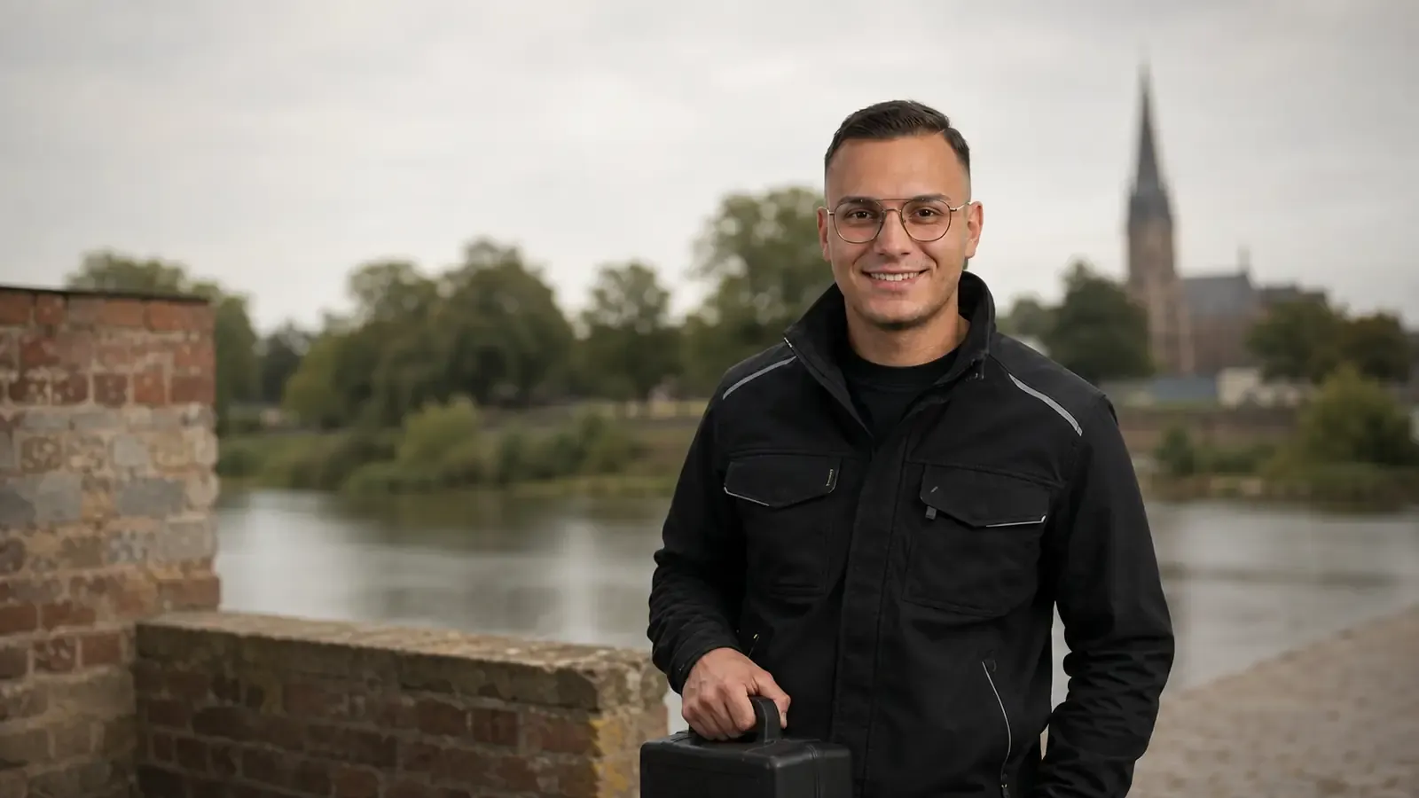 KI-generierte Szene mit Anis Ziani in einer Kulisse von Xanten
